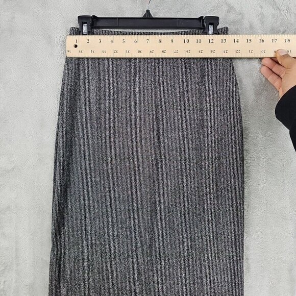 Old Navy Midi Skirt Womens S Metallic Silver Side Slit Elastic Waist Party NWT - Picture 3 of 8